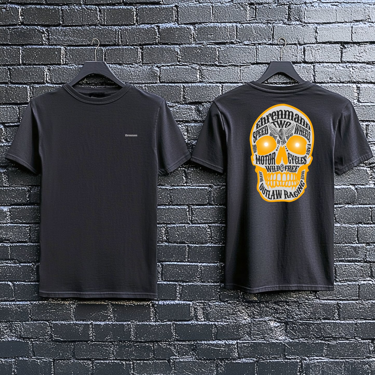 Ehrenmann orange Skull - T-Shirt