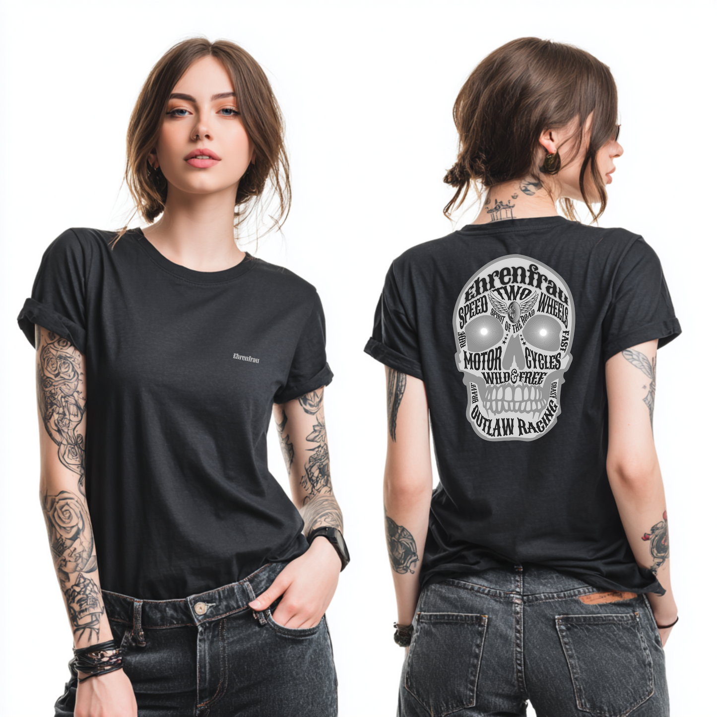Ehrenfrau grauer Skull - T-Shirt
