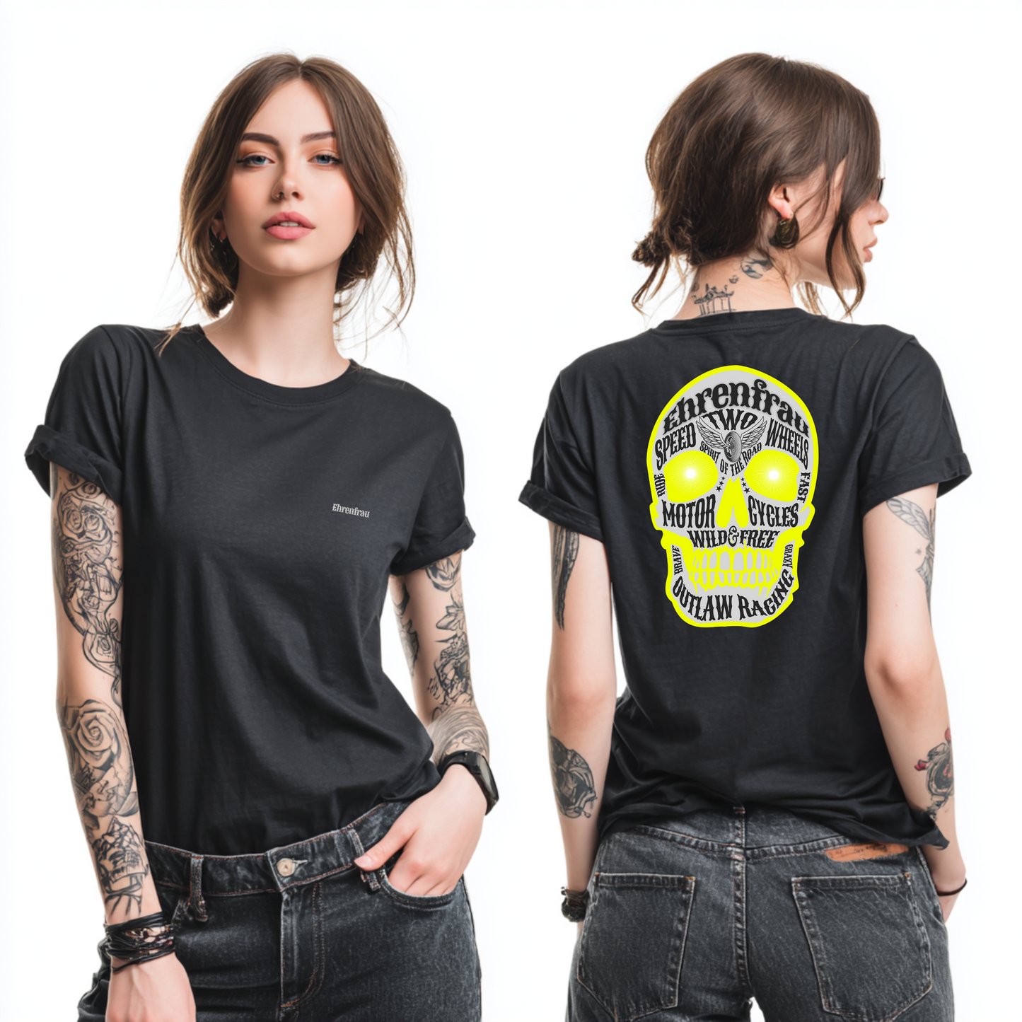 Ehrenfrau gelber Skull - T-Shirt