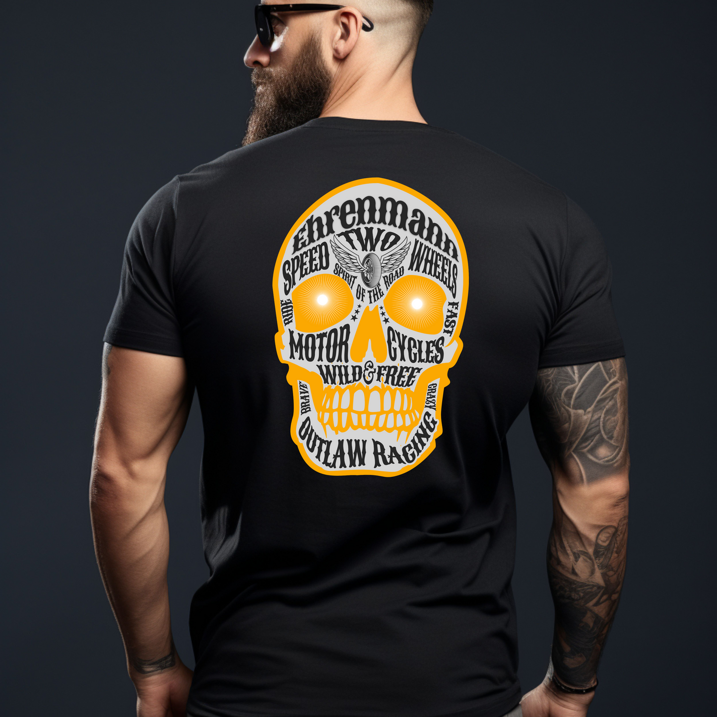 Ehrenmann orange Skull - T-Shirt