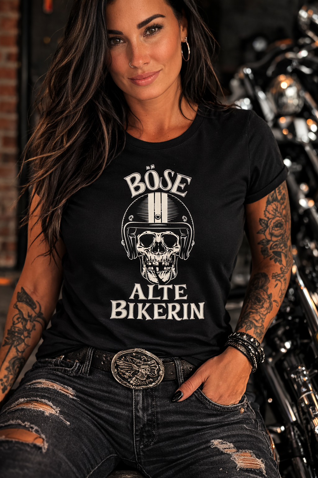 Böse alte Bikerin - T-Shirt