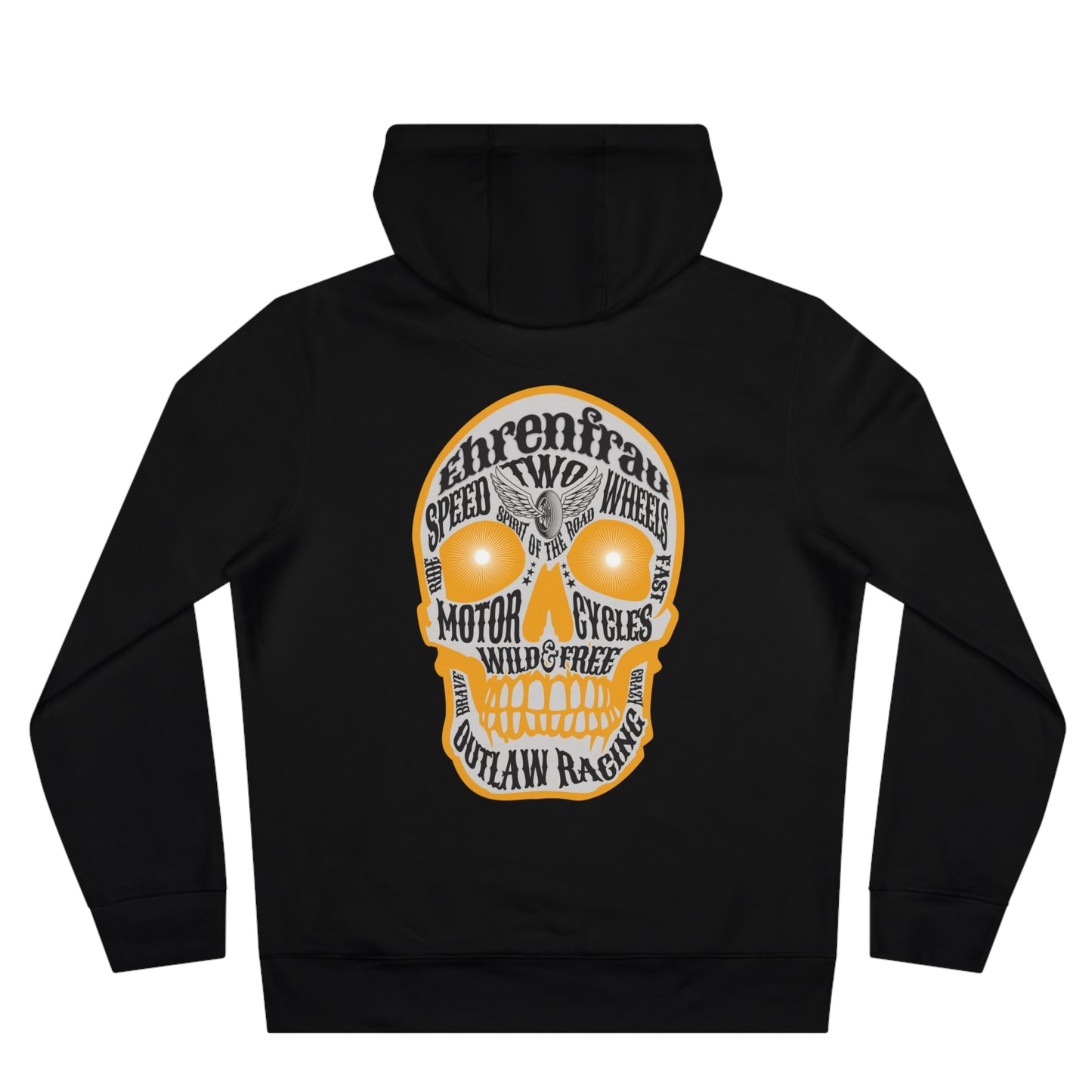 Ehrenfrau orangener Skull- Hoodie
