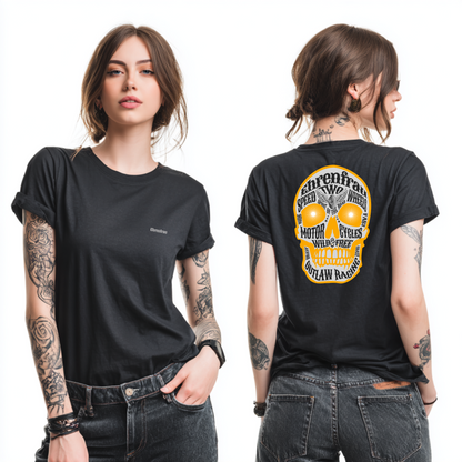 Ehrenfrau orangener Skull - T-Shirt