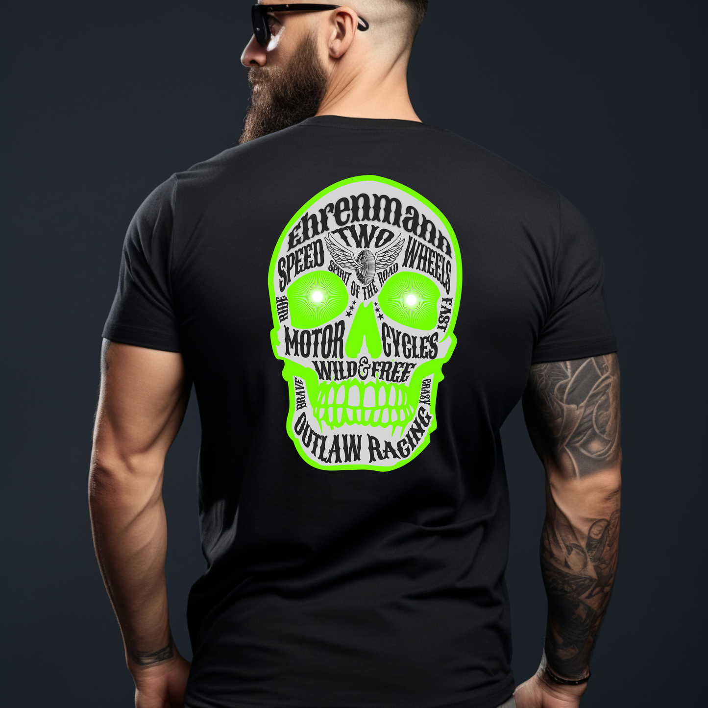 Ehrenmann grüner Skull - T-Shirt