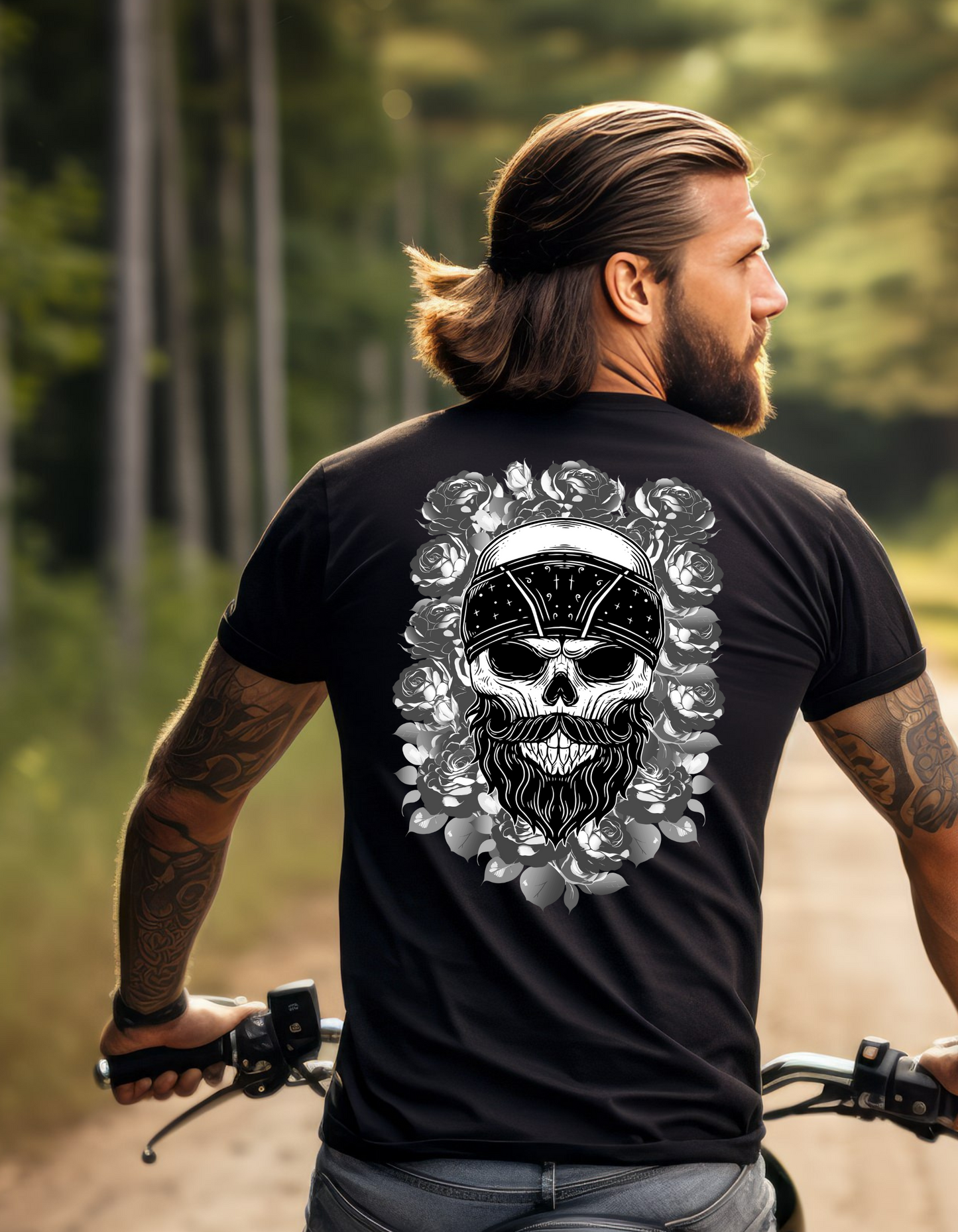 Skull on Roses - Backprint T-Shirt