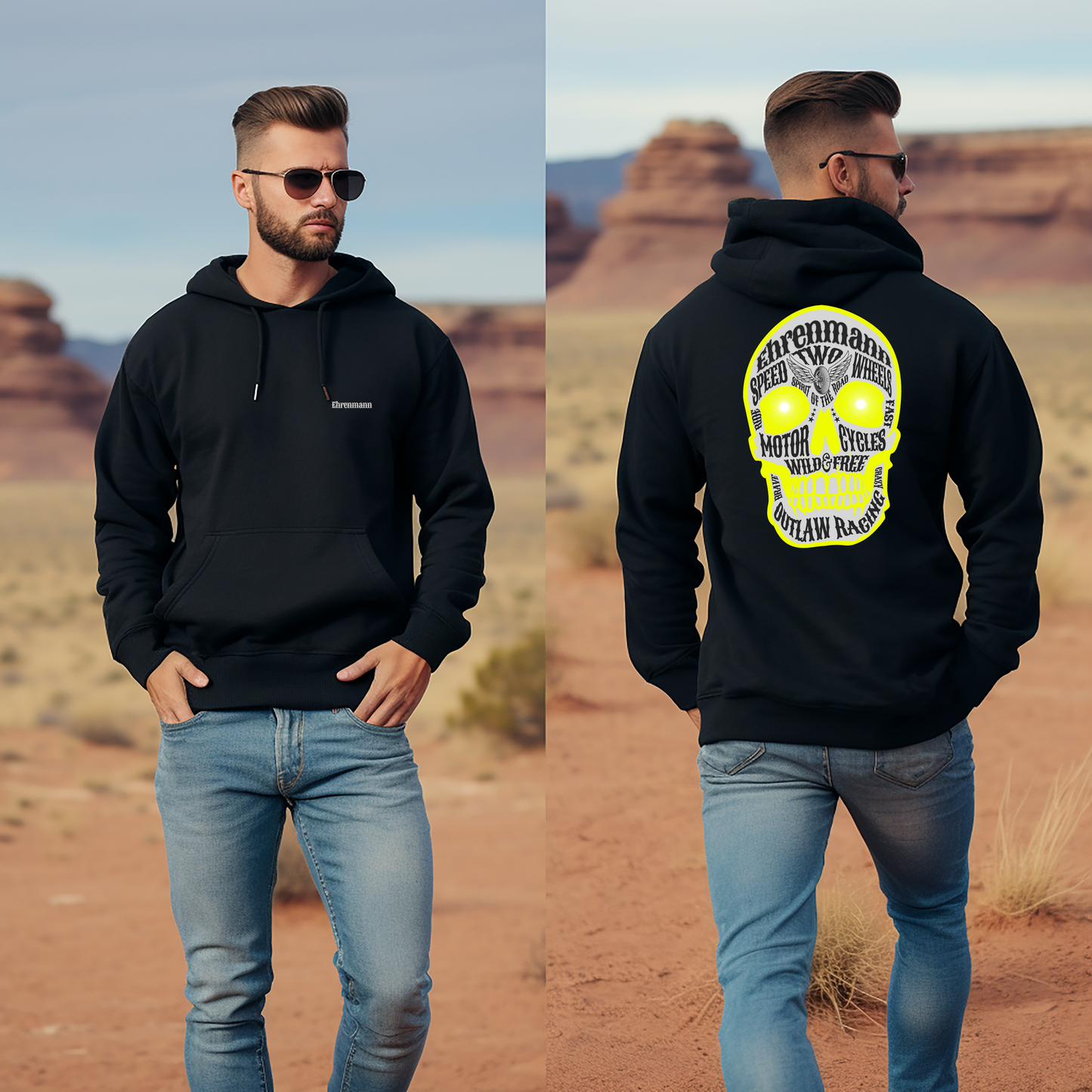 Ehrenmann gelber Skull - Hoodie