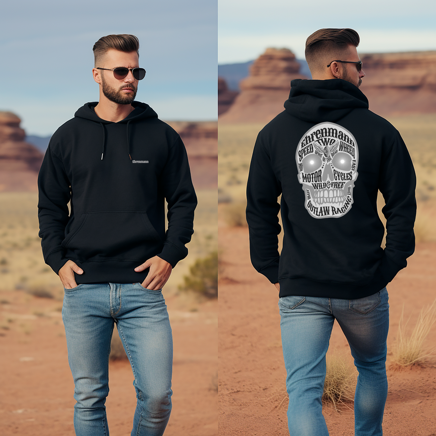 Ehrenmann grauer Skull - Hoodie