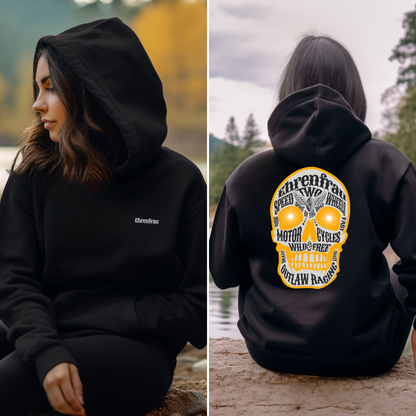 Ehrenfrau orangener Skull- Hoodie